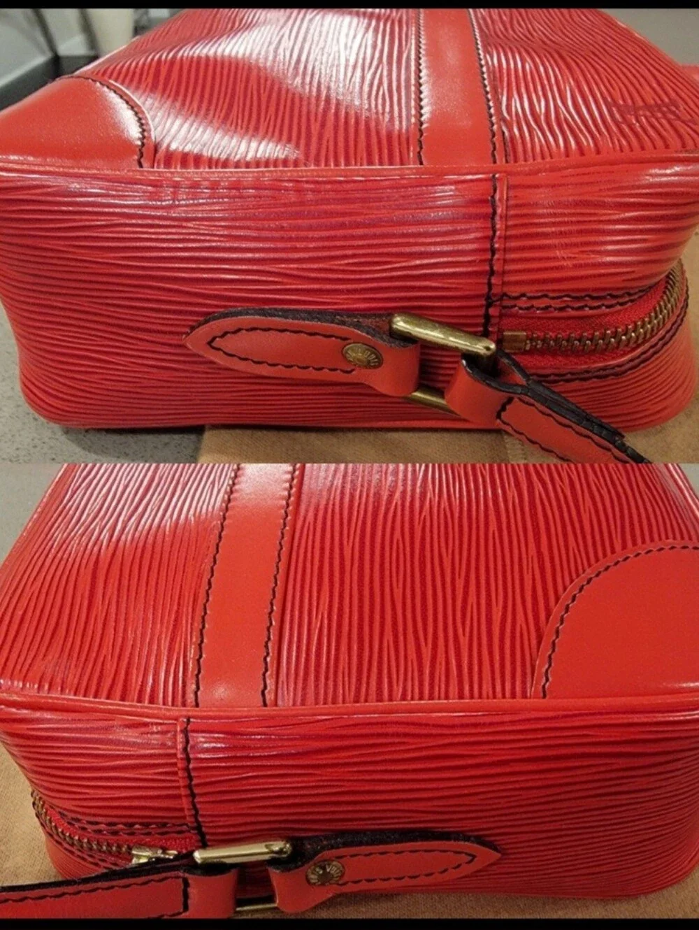 Louis Vuitton Castillan Red Epi Leather Trocadero Crossbody Bag Purse Authentic